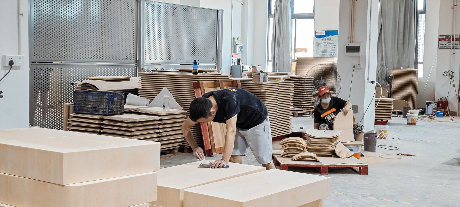 Craftsmen assembling furniture